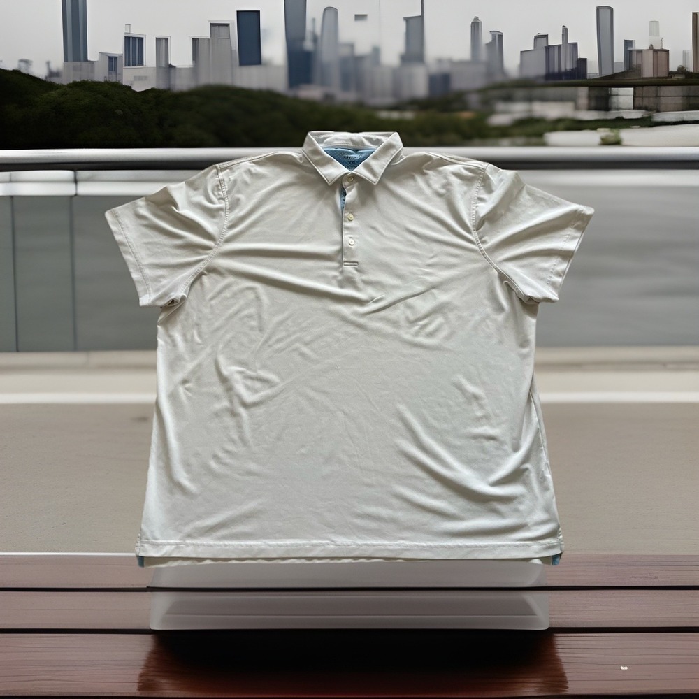 Johnnie O Polo Shirt Mens 2XL White Short Sleeve Polyester Golf